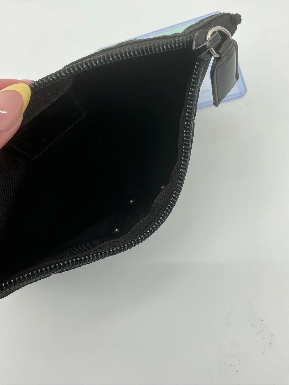 Prada Tessuto Nylon Zip Pouch Cosmetic Case Black Authentic COA